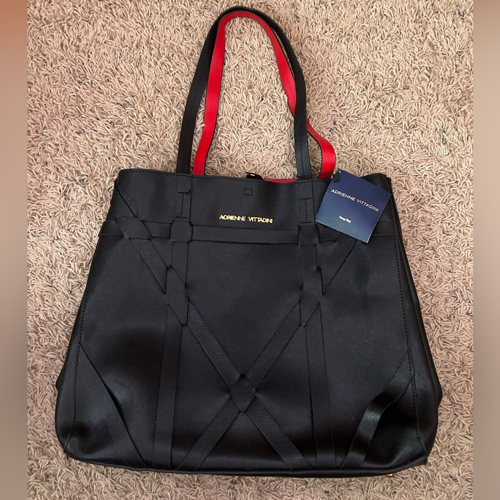 NWT Adrienne Vittadini handbag, black and red